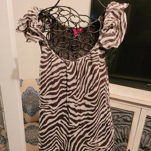 Zebra Top Ruffles Sleeveless